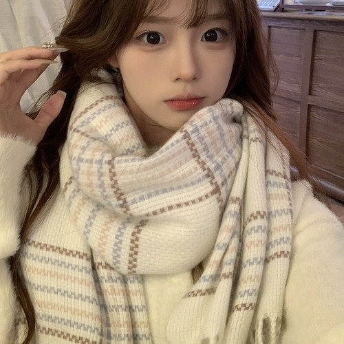 新款韩系可爱ins风情侣款厚围巾