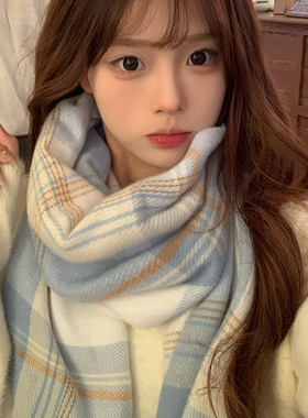 2025新款氛围感jk格子围巾女冬季韩系百搭保暖围脖学生礼物披肩潮