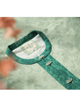 春下汉服明制万历袄长款弓袋袖圆领双层加厚暗纹提花棉长袄