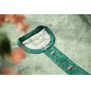 春下汉服明制万历袄长款弓袋袖圆领双层加厚暗纹提花棉长袄