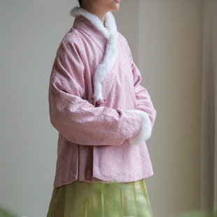 春下汉服秋冬纯棉明制圈毛交领定织定染提花夹衣外套 梅落繁枝