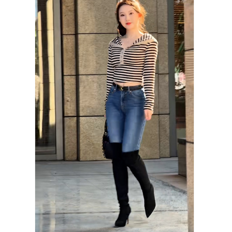 复古蓝色高腰修身牛仔裤女百搭显瘦小脚裤气质街头设计感裤子,女装/女士精品,牛仔裤,淘宝优惠券,粉丝福利购,淘宝优惠卷
