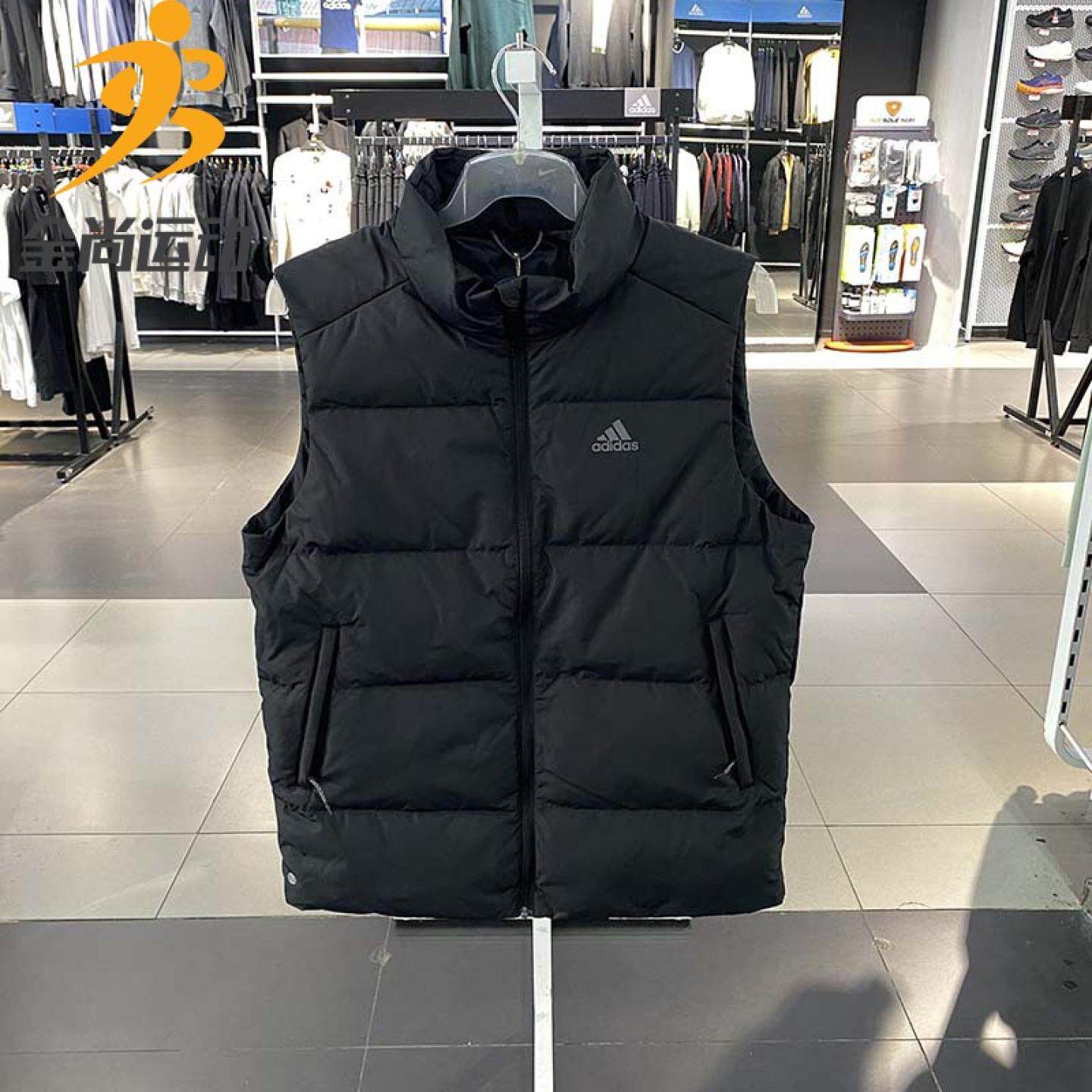 阿迪达斯黑色羽绒马甲男2022冬