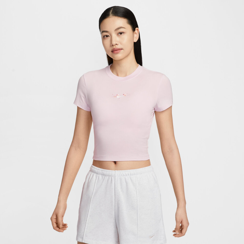 Nike耐克春夏女子修身圆领短款针织衫舒适透气运动T恤IF2007-655