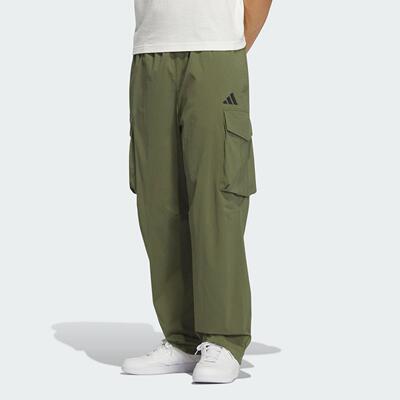 adidas阿迪达斯秋新款拒水工装口袋运动裤男梭织长裤橄榄绿KF2483