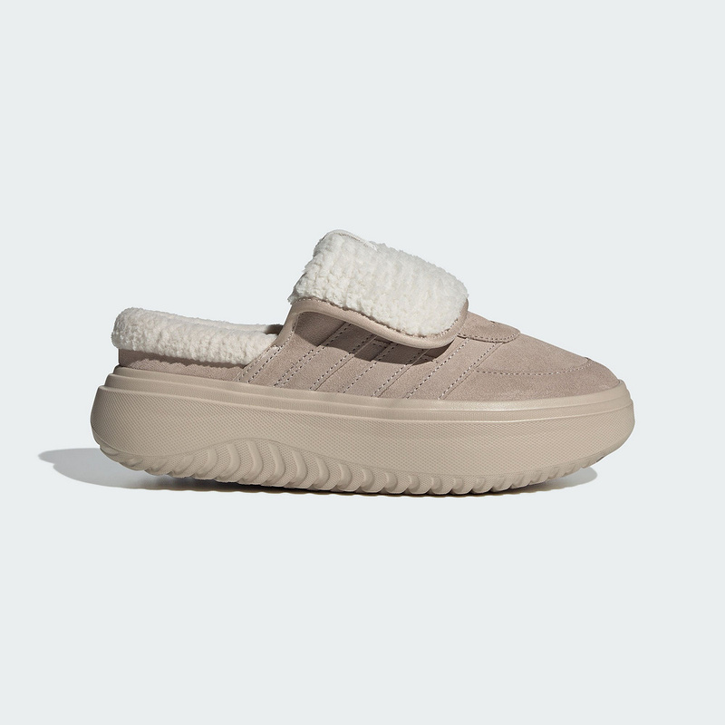 adidas阿迪达斯秋冬新款女休闲厚底加绒棉鞋穆勒鞋保暖舒适JS4997