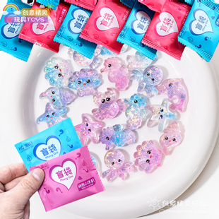 透色亮片海洋动物惊喜盲袋海星螃蟹贝壳河豚配件卡通树脂饰品礼物