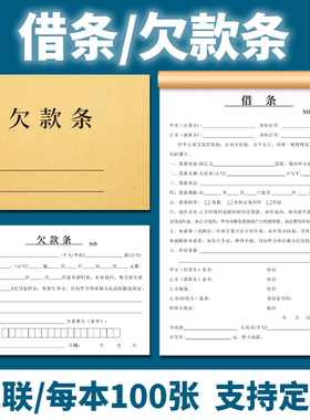 欠款条借条借款本欠条通用正规版欠条正规版借条可定制欠款条