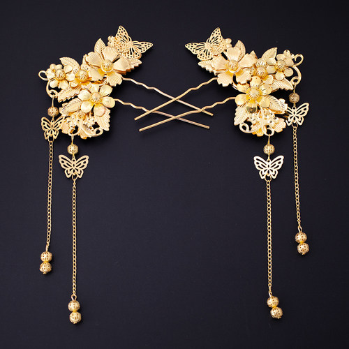 金色流苏步摇发簪古装秀禾头饰