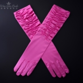 新娘结婚褶皱显瘦多颜色包指手套色丁弹力缎搭配婚纱礼服长款 手套