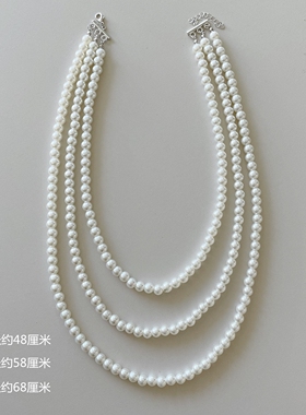 法式复古三层仿珍珠项链旗袍颈链