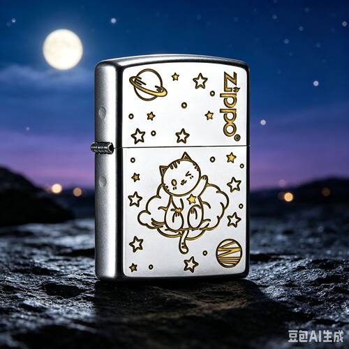 Zippo之宝打火机205常规云朵猫咪防风煤油银砂质感个性收藏送礼zp