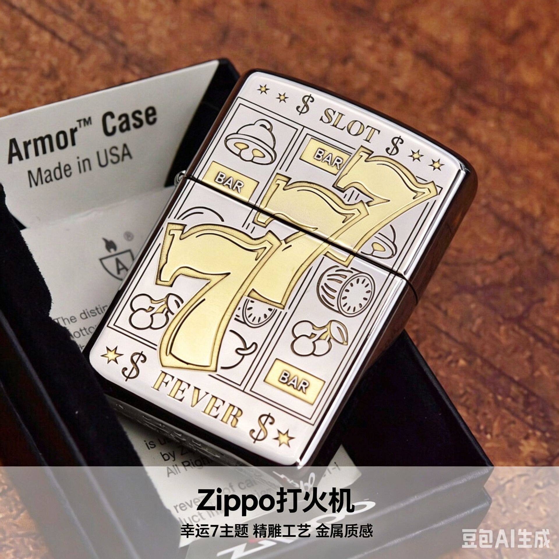 美国Zippo打火机之宝幸运777防风煤油精雕国潮送男朋友礼物