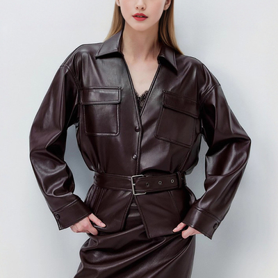 飒爽气场！高级复古蛋白PU皮夹克
