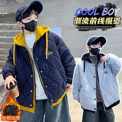 男童外套夹棉秋冬款2025新款儿童棉衣薄棉夹克洋气冬季加厚棒球服