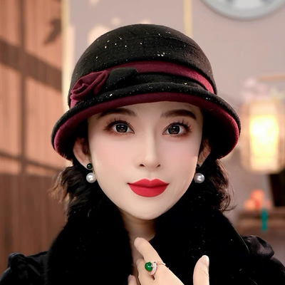 可拆卸天鹅绒内里真丝赫本礼帽