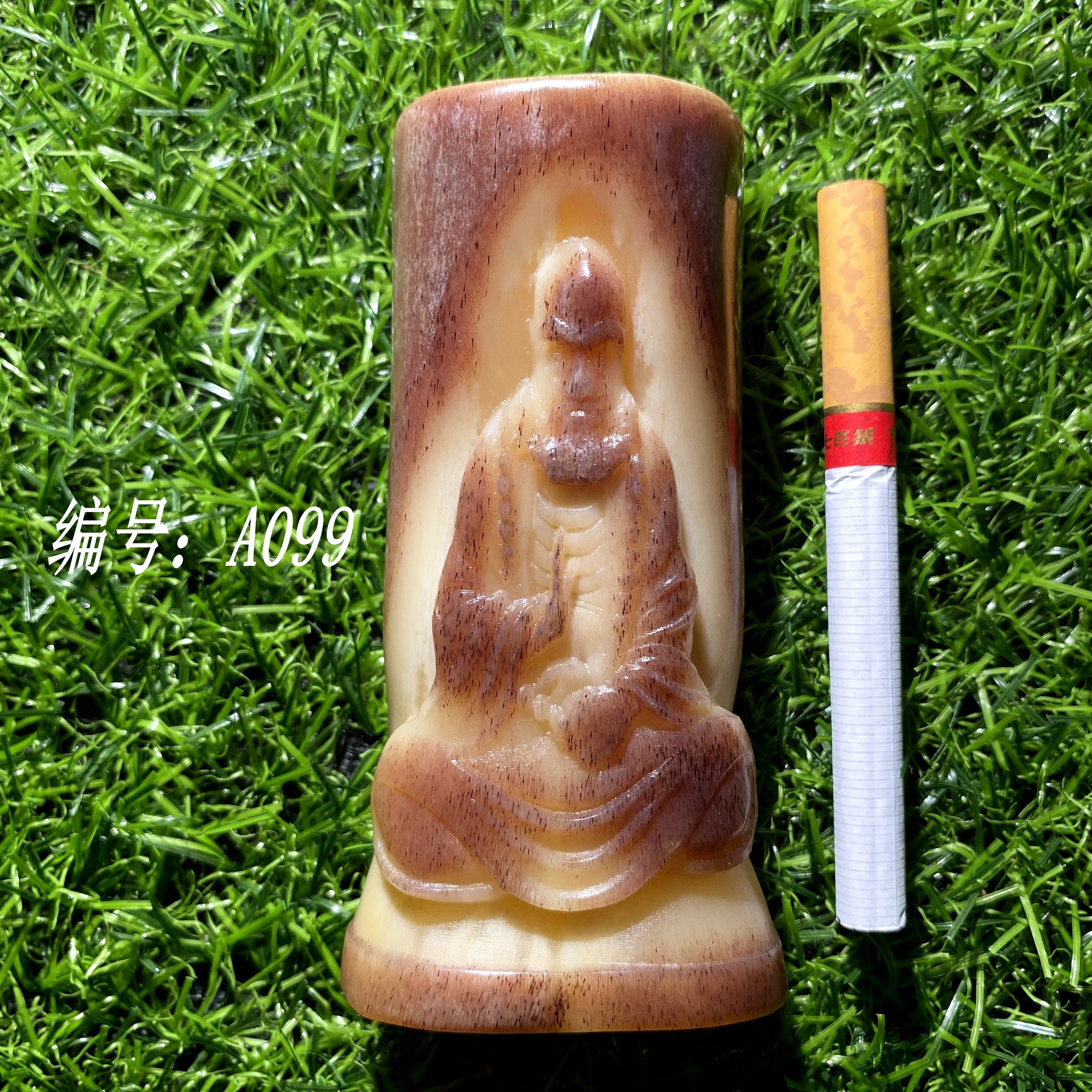 骆驼骨血料满蝌蚪纹手工雕刻未脱脂驼骨手把件精工原色骨雕文玩