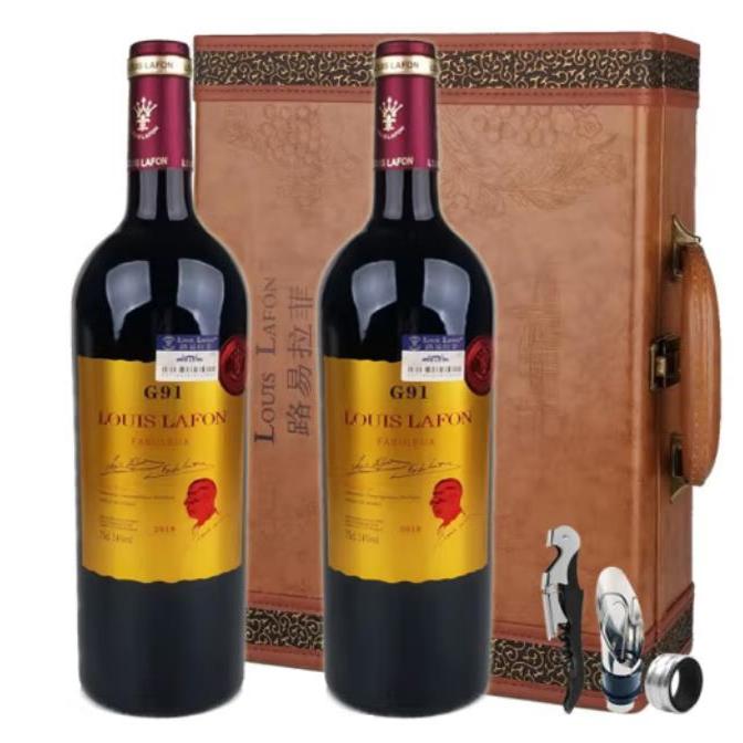 LOUIS路易G91法国原瓶进口红酒礼盒赤霞珠干红葡萄酒750ml*2瓶