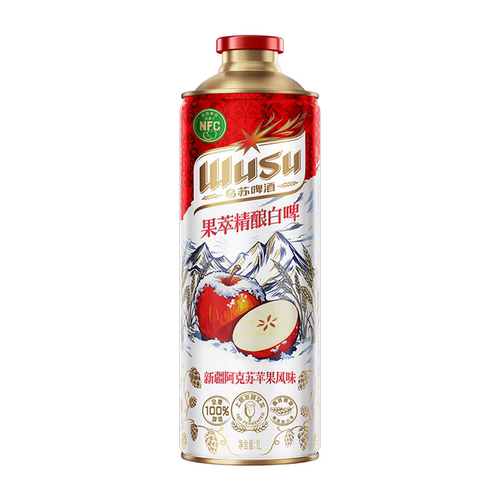 乌苏高端新疆啤酒wusu果萃精酿1000ml特产白啤阿克苏苹果味1L*6罐
