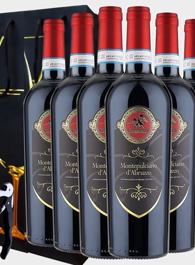 MONTEPULCIANO葡萄酒干红意大利黑骑士高档餐厅用酒750mlx6支装