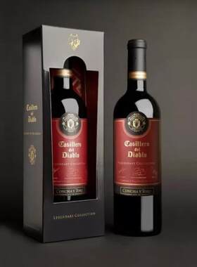 曼联传奇足球联名礼盒装智利红酒干露红魔鬼干红葡萄酒750ml