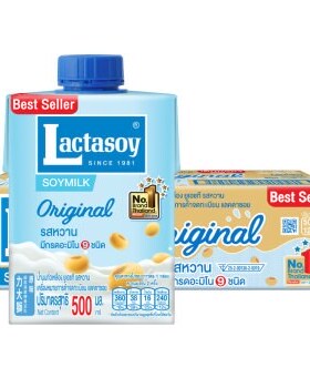 力大狮Lactasoy原味豆奶500ml*12盒泰国进口整箱家庭装儿童成人