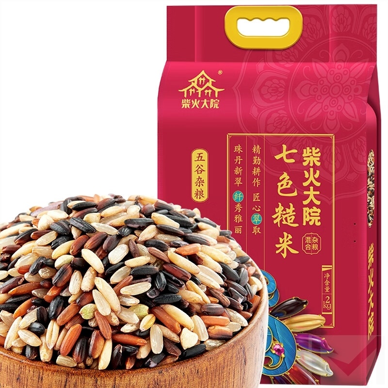 柴火大院 七色糙米黑米 糙米 红米 五谷杂粮 粗粮主食大米伴侣2kg