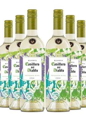红魔鬼智利进口红酒尊龙系列夏日限量长相思干白葡萄酒750ml*6支