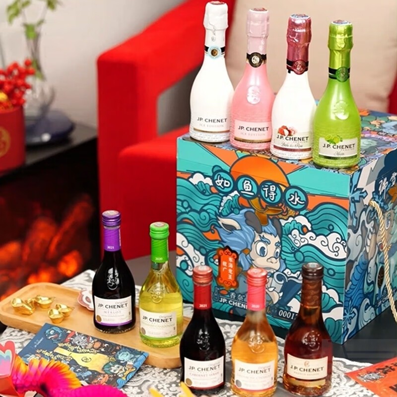 香奈J.P.CHENET龙生九子国潮红酒礼盒 187ml*4+200ml*5 共9礼盒装