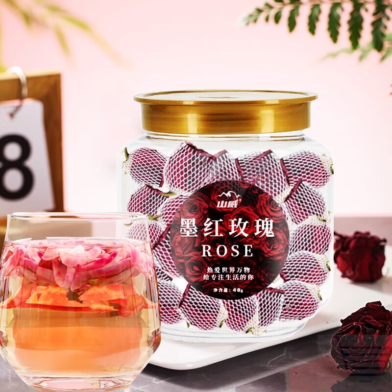 山威 墨红云南玫瑰花茶特级大朵重瓣玫瑰花冠 冻干玫瑰花冠茶40g