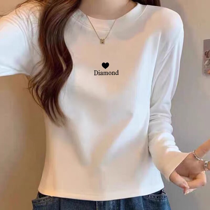 正肩纯棉长袖t恤女时尚百搭白色内搭打底衫上衣春秋冬季2025新款