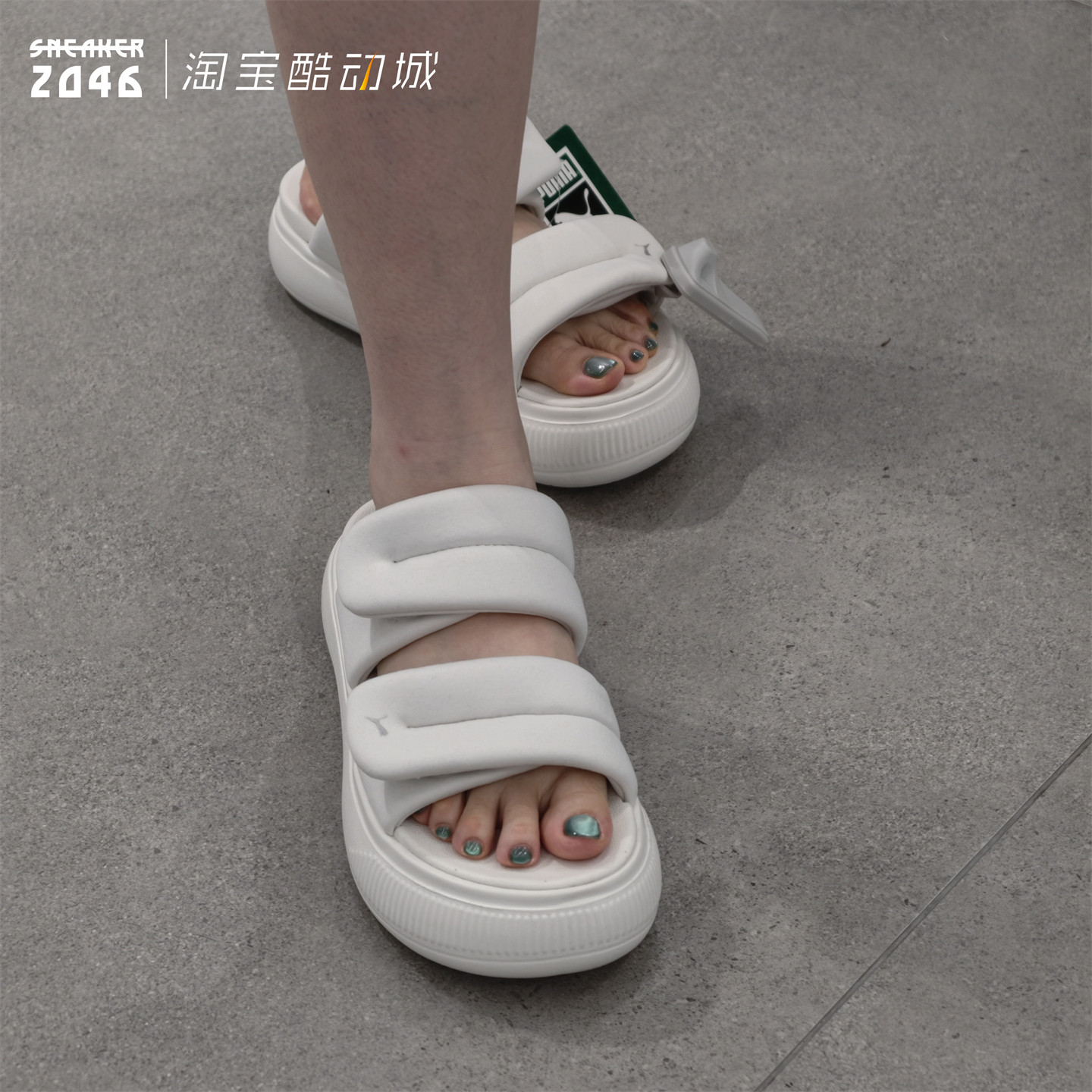 PUMA彪马 Mayu Puffy 夏季女款增高软底魔术贴休闲松糕拖鞋399450