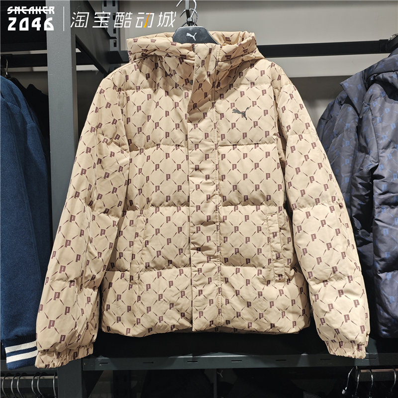 PUMA彪马 男女款老花保暖拉链连帽防风排湿短款羽绒服外套685319
