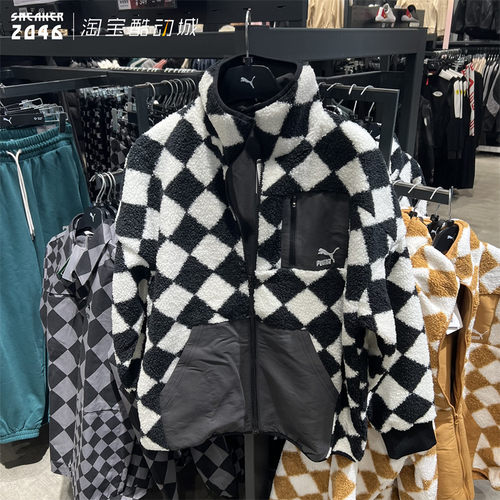 PUMA彪马 情侣款灯芯绒拼接羊羔绒摇粒绒立领加绒夹克外套 534678