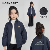 赫米童装 儿童小狗刺绣立领棉服中大童保暖棉衣夹克外套 2025冬季