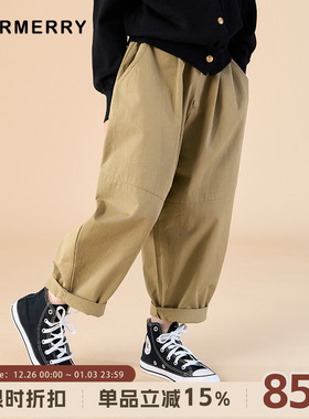 赫米童装 2025秋冬季宽松休闲运动裤中大男女童工装裤萝卜裤长裤