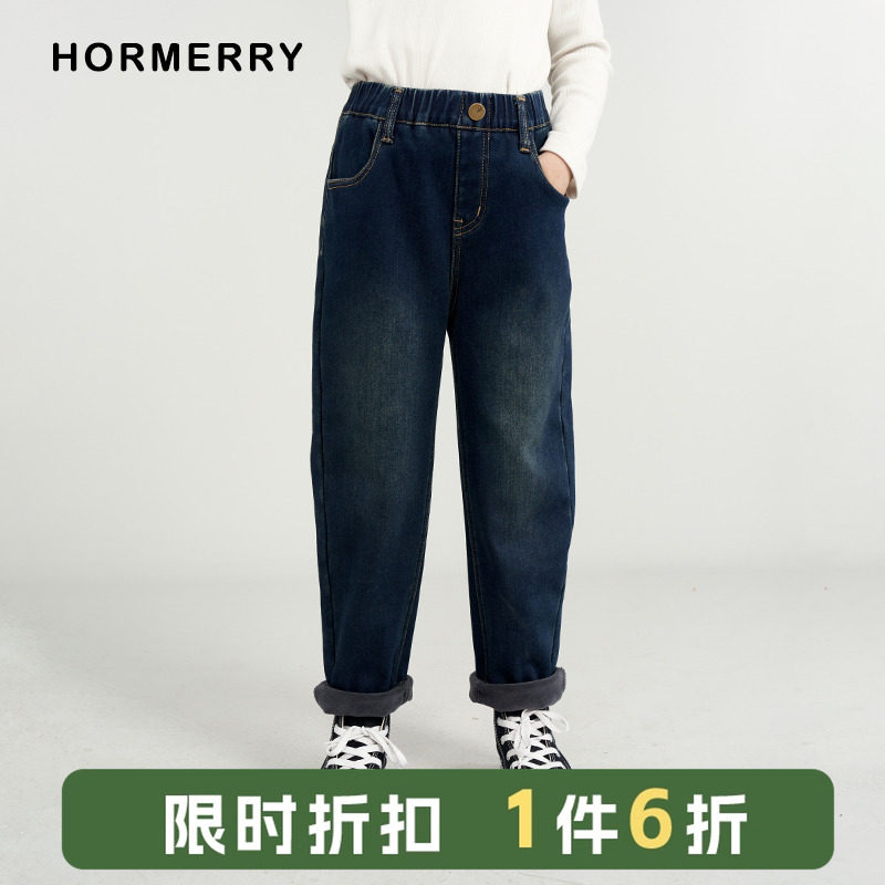 hormerry牛仔裤加绒铅笔裤