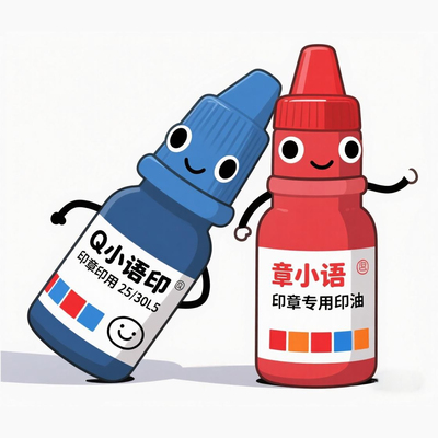 章小语藏书印章专用印油卡通藏书章书籍印章专用补充印油红蓝绿粉