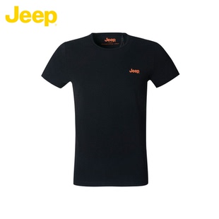 JS8KT363 男士 吉普夏季 T恤衣服 JEEP 圆领黑色纯色简约贴身短袖