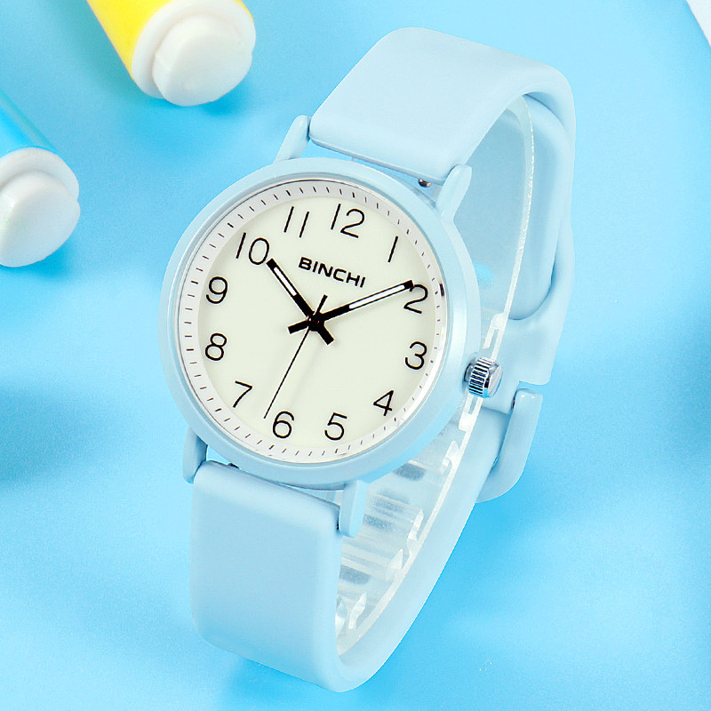 字面夜光款学生手表男女生高颜值显白初高中小学生防水表显白静音