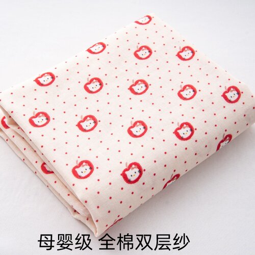 棉布手工diy纯棉双层纱布料面料家居服波点卡通图案儿童亲肤全棉