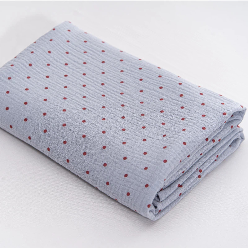 全棉布料双层纱印花波点手工DIY纯棉纯色面料散剪四季通用超柔软