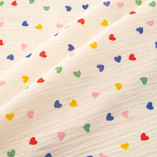 全棉100纱布双层绉布纯棉布料A类宝宝打底衫睡衣裤口水巾diy面料