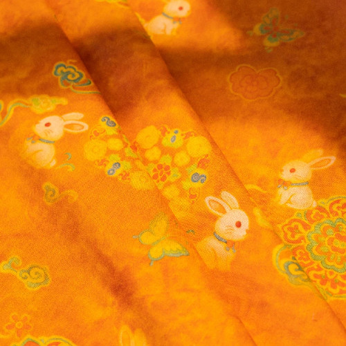 平纹双层纱全棉手工DIY布料卡通图案纯棉面料印花四季通用兔子