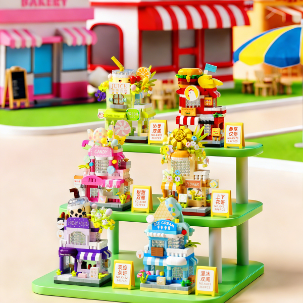 梅肯斯姆积木儿童益智拼装微颗粒商店街景模型玩具男孩子拼图礼物,玩具/童车/益智/积木/模型,普通塑料积木,淘宝优惠券,粉丝福利购,淘宝优惠卷