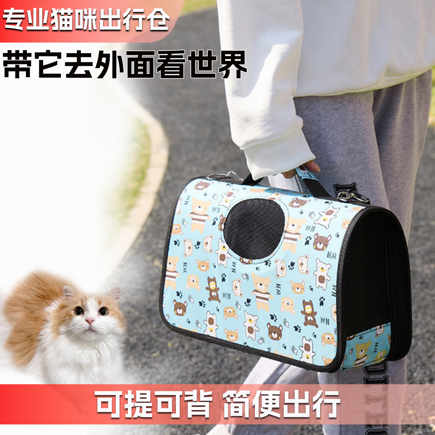 宠物便携外出笼专业猫咪外出包手提斜跨包宠物背包外带猫狗出行笼,宠物/宠物食品及用品,背包/箱包,淘宝优惠券,粉丝福利购,淘宝优惠卷