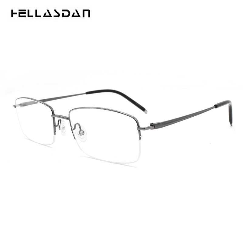 蔡司眼镜片配华尔诗丹眼镜框近视纯钛半框超轻男款商务镜架H3008