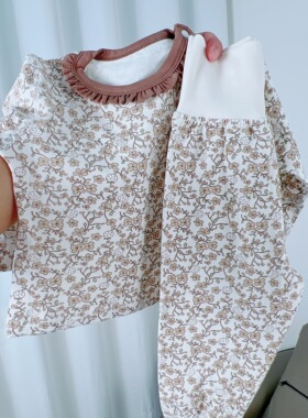 宝宝高腰家居服套装居家森系睡衣卡通风家居服25G48印花满印