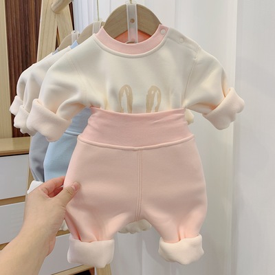 宝宝护肚套装婴儿加绒保暖套装加厚保暖33018婴童小孩保暖衣套装