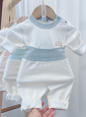 婴儿分体套装241A类婴儿新生儿婴幼儿长袖高腰分体打底护肚秋衣裤